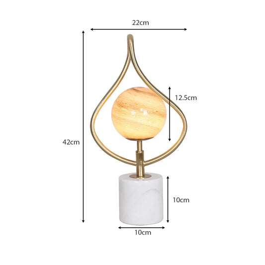 Sarantino Sculptural Orange Glass Table Lamp With White Marble Base - Mekamart Australia