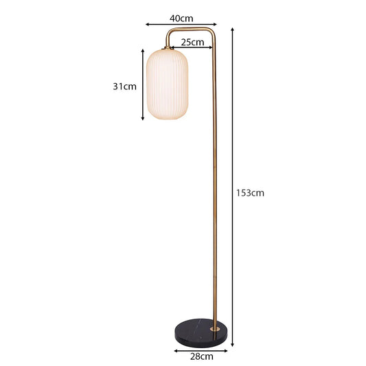 Sarantino Metal Floor Lamp With Opal Glass Shade - Mekamart Australia