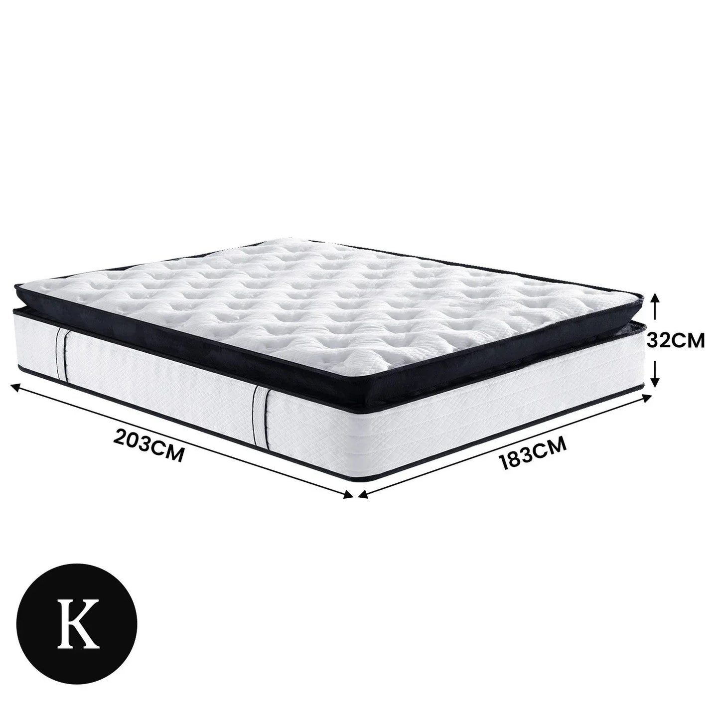 Laura Hill King Mattress Bed Size Euro Top 5 Zone Spring Foam 32cm Bedding Pocket - Mekamart Australia