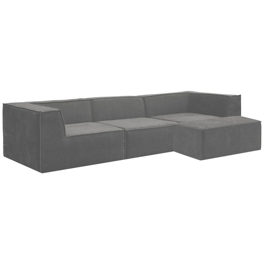 Sarantino Novi 3-Seater Modular Sofa with Ottoman in Grey Non-Slip Bottom Lounge - Mekamart Australia