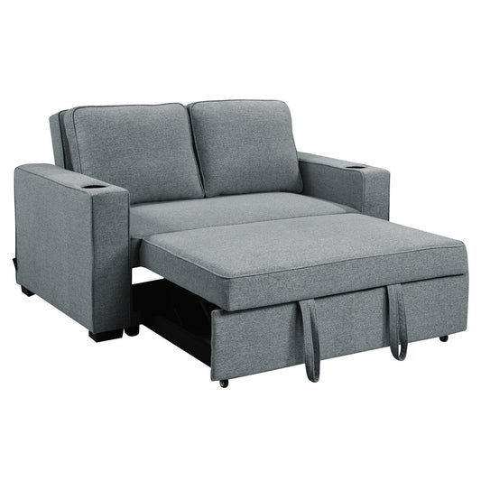 Sarantino Hoffman Linen Sofa Bed with Cushions & Cup Holders Airforce Blue - Mekamart Australia