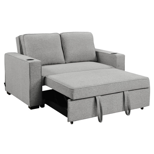 Sarantino Hoffman Linen Sofa Bed Chair With Cushions &cup Holders Light Grey - Mekamart Australia