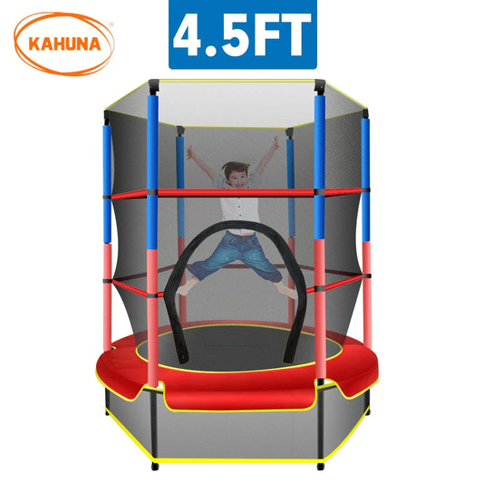 Kahuna 4.5ft Trampoline Round Free Safety Net Spring Pad Cover Mat Outdoor Red - Mekamart Australia