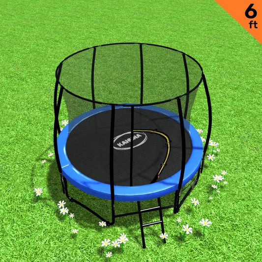 Kahuna Classic 6ft Outdoor Round Blue Trampoline With Safety Enclosure - Mekamart Australia