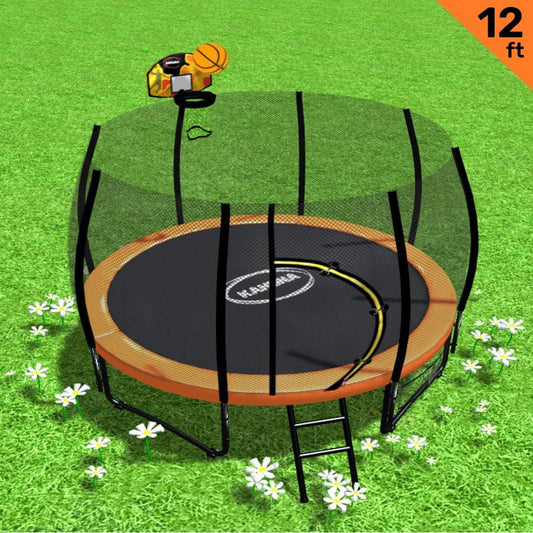 Kahuna Twister 12ft Springless Trampoline Outdoor Mat Pad Net Ladder with Basketball Set - Mekamart Australia