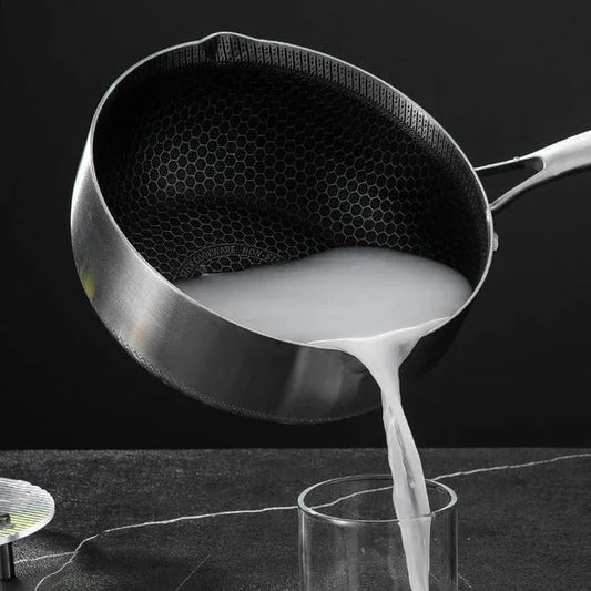 20cm 316L Stainless Steel Saucepan Compound Steel Honeycomb Nonstick Sauce Pan with Glass Lid 2.2L Pot Stay-Cool Handle Multipurpose Milk Saucepan, Induction Capable and Gas Stove - Mekamart Australia