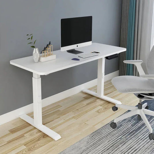 AMZ Electric Height Adjustable Standing Desk 120x60cm Sit Stand Desk Top for Home Office (White Frame + White Desktop) - Mekamart Australia