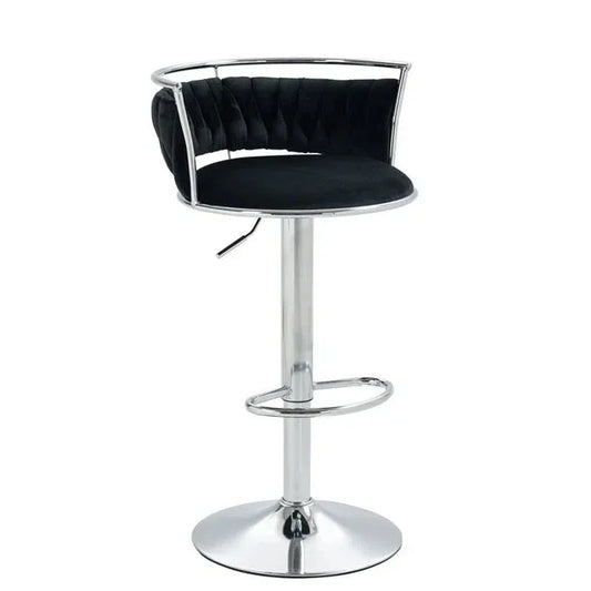 SERENITà Silver Swivel Upholstered Velvet Adjustable Height Counter Stool with Metal Frame Black (Set of 2) - Mekamart Australia