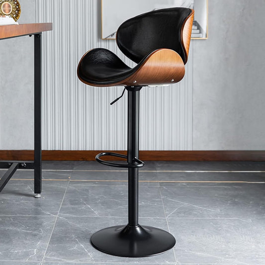 SERENITà European Black Modern Bar Stools Swivel Bar Stool Chair Counter Height Barstool with 360 Degree Swivel Seat