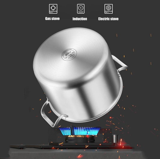 316 Stainless Steel 2.5mm Thick Soup Pot 28cm Inner Diameter Healthy Cooking - Mekamart Australia