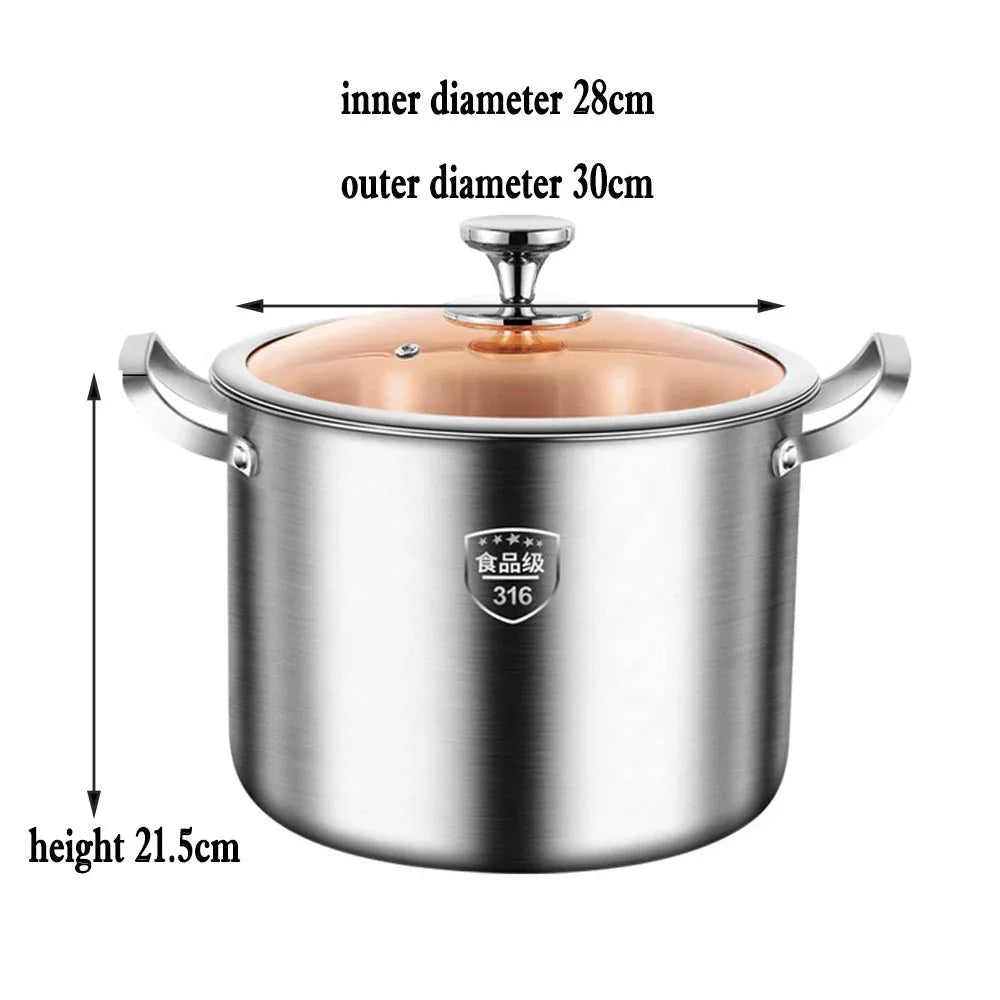 316 Stainless Steel 2.5mm Thick Soup Pot 28cm Inner Diameter Healthy Cooking - Mekamart Australia