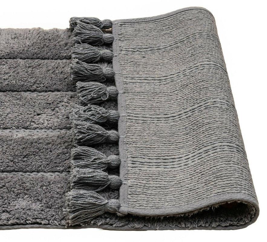Cotton Fringe Tufted Non-Slip Bathmat Charcoal Grey - Mekamart Australia