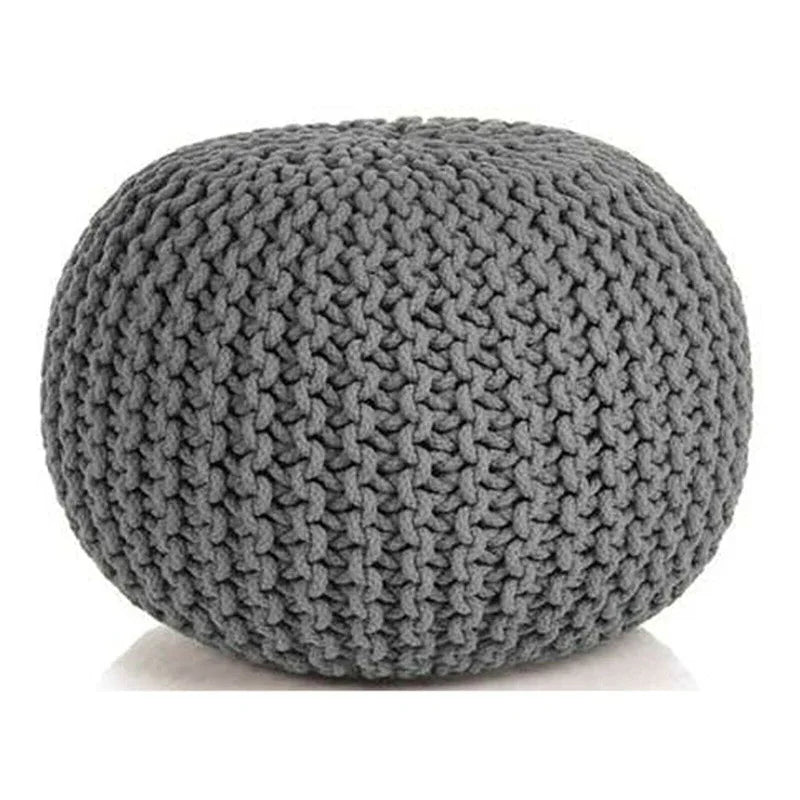 Braided Ottoman Pouffe Footstool Hand Knitted (Grey) - Mekamart Australia