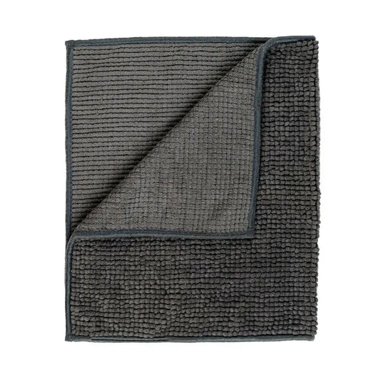 Microfiber Shower & Bathroom Bath Mat Non Slip Soft Pile Design (Dark Grey) - Mekamart Australia