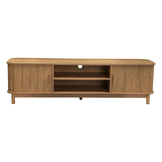 160cm Ribbed Natural Entertainment Unit - Mekamart Australia