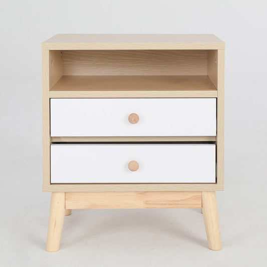 2X Bedside Table Side Storage Cabinet Nightstand Bedroom 2 Drawer ANYA OAK - Mekamart Australia