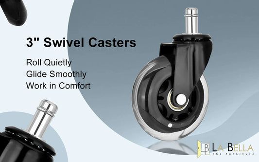 5X 3'' Rollerblade Style Wheels Office Chair Casters - Slient Smooth, 11x22mm Stem - Mekamart Australia