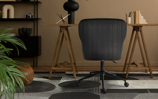 Desk Armchair - Home Office Swivel Chair Adjustable Height Seat PLUME BLACK - Mekamart Australia