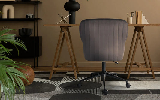 Desk Armchair - Home Office Swivel Chair Adjustable Height Seat PLUME GREY - Mekamart Australia