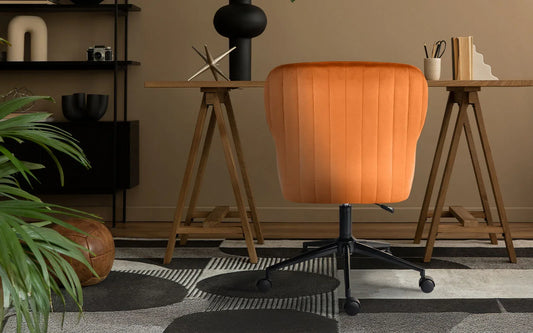 Desk Armchair - Home Office Swivel Chair Adjustable Height Seat PLUME ORANGE - Mekamart Australia