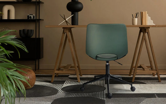 2 Set Office Desk Chair - PU Leather Home Swivel Chair Cut-Out Seat HALO GREEN - Mekamart Australia