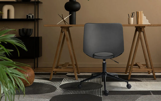 2 Set Office Desk Chair - PU Leather Home Swivel Chair Cut-Out Seat HALO GREY - Mekamart Australia