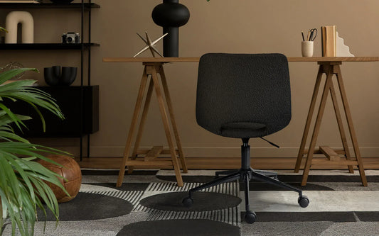 2 Set Office Desk Chair - Loop Yarn Fabric Home Swivel Chair Cut-Out Seat HALO BLACK - Mekamart Australia