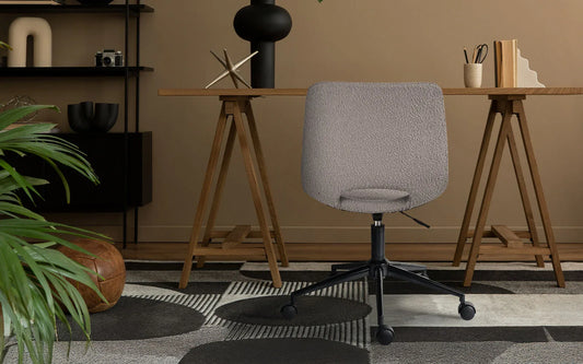 2 Set Office Desk Chair - Loop Yarn Fabric Home Swivel Chair Cut-Out Seat HALO GREY - Mekamart Australia