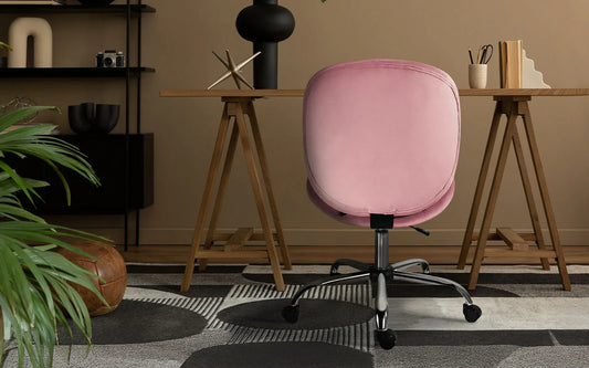 Office Desk Chair - Velvet Armless Swivel Study Seat OVOID PINK - Mekamart Australia