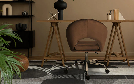 Office Desk Chair - Velvet Home Office Swivel Computer Seat COVE BROWN - Mekamart Australia