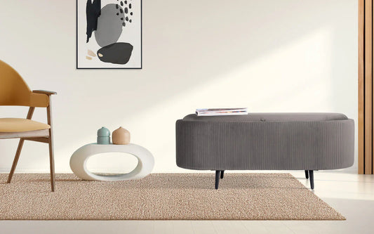 Coffee Table Storage Ottoman - Velvet Padded Blanket Box Bench IRENE GREY - Mekamart Australia