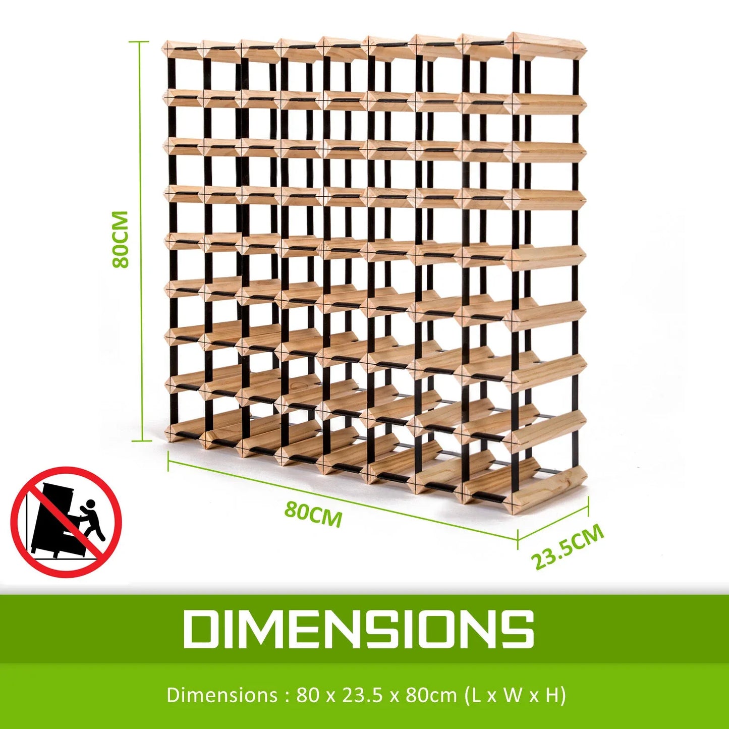 Timber Wine Rack Storage Cellar Organiser 72 Bottle