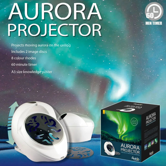 Aurora Projector Moving Night Light 8 Colour Mode - Kids Learning Toy - Mekamart Australia