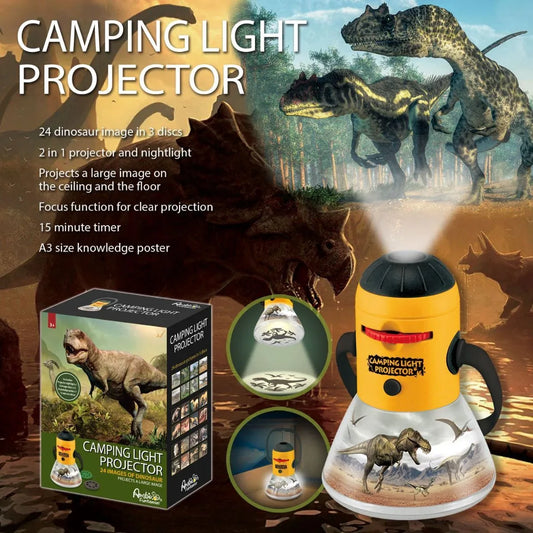 Dinosaur Mini Night Light Camping Projector - Lantern Torch Kids Learning Toy - Mekamart Australia