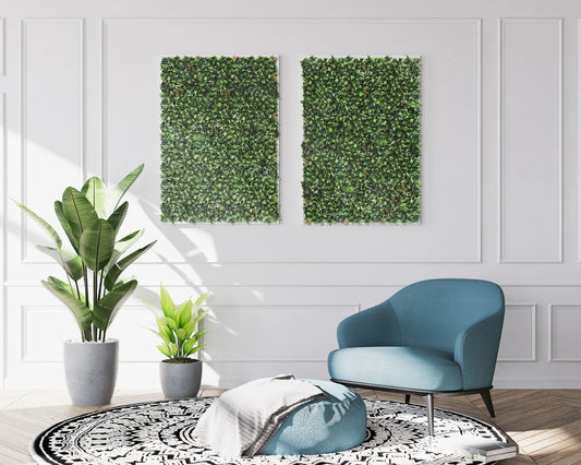 YES4HOMES 4 x Garden Vertical Wall Hanging Artificial Plants Interlocking Tile Hedge Green UV 50x50cm - Mekamart Australia