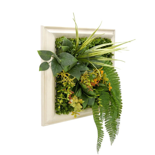 YES4HOMES 3D Green Artificial Plants Wall Panel Flower Wall With Frame Vertical Garden UV Resistant 33X33CM - Mekamart Australia