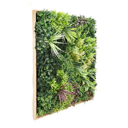 YES4HOMES 3D 1Mx1M Green Artificial Plants Wall Panel Flower Wall With Frame Vertical Garden UV Resistant Frame - Mekamart Australia