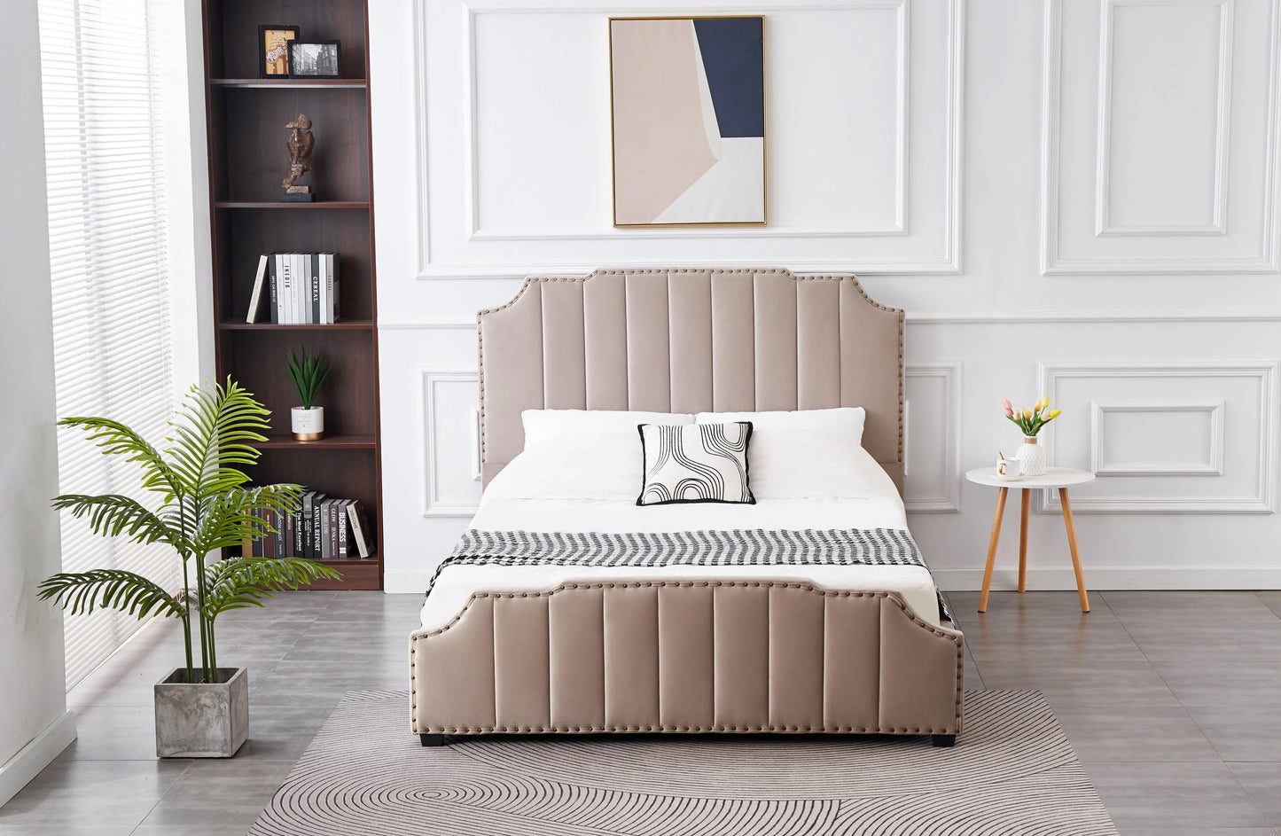 Santosa Champagne Velvet Bed - Queen - Mekamart Australia