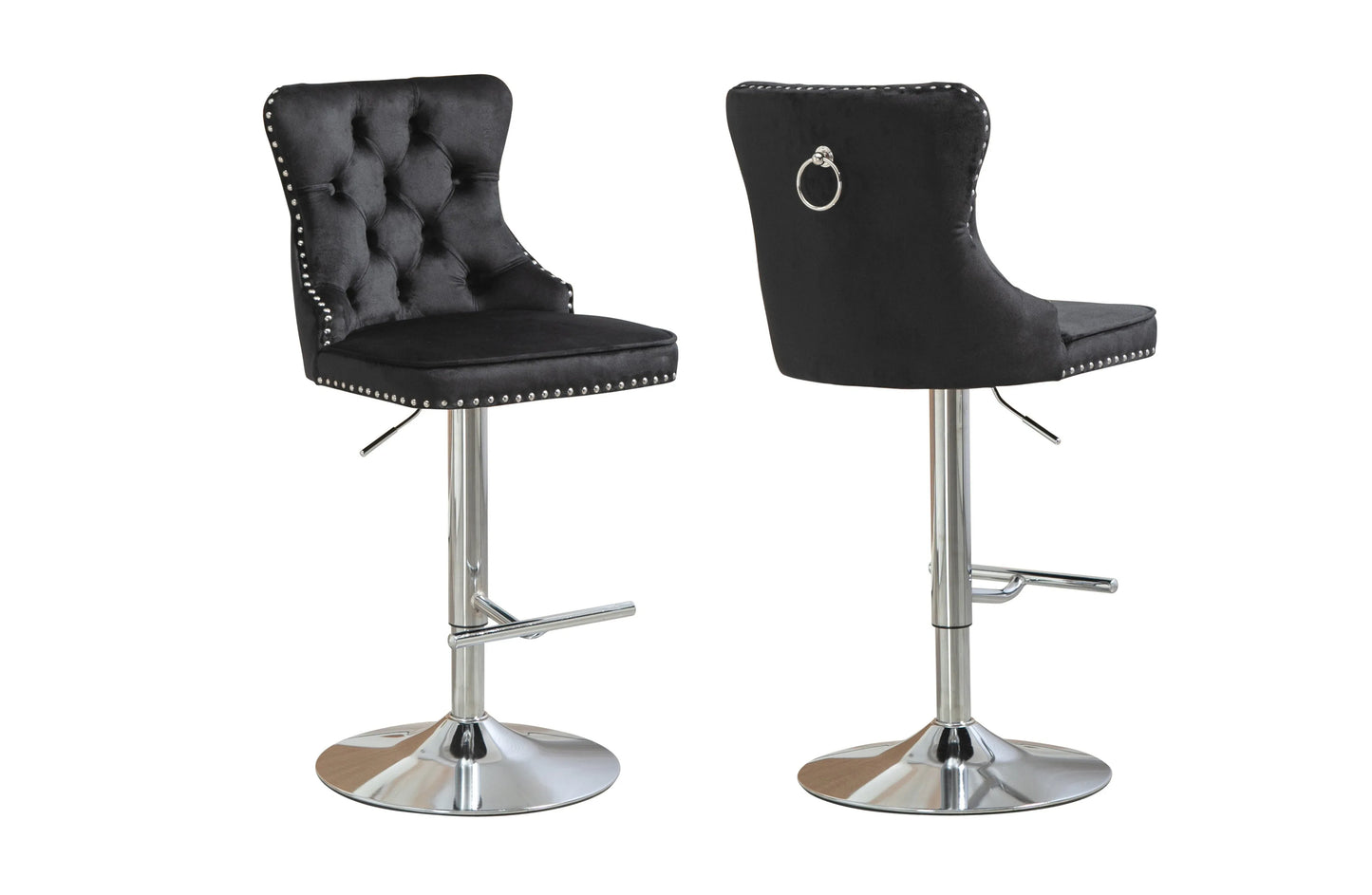 Sahara Black Barstool with Silver Stand -Set of 2 - Mekamart Australia