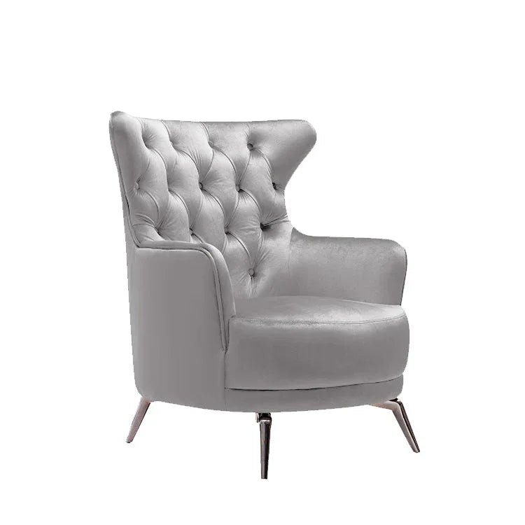 GRAND Tufted Velvet Light Grey Arm Chair - Mekamart Australia
