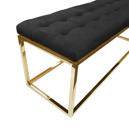 Holly Ottoman Gold Base - Black Seat - Mekamart Australia