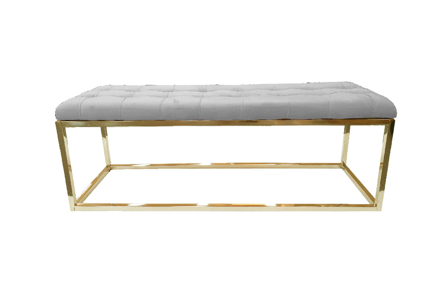 Holly Ottoman Gold Base - Light Grey Seat - Mekamart Australia