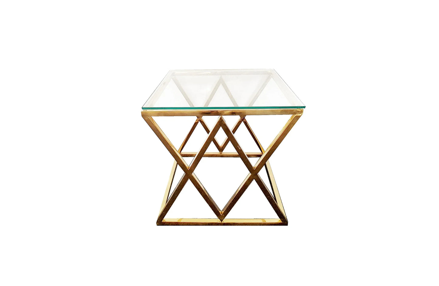 Alsea Side Table Gold Base - Clear Glass - Mekamart Australia