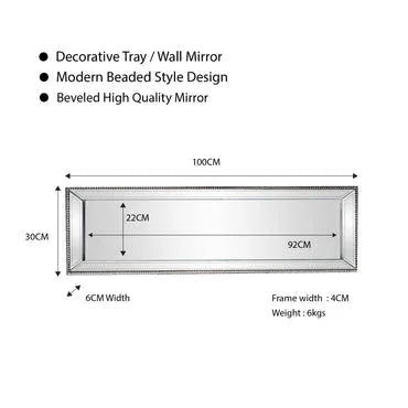 Beaded Tray - Silver Large - Mekamart Australia