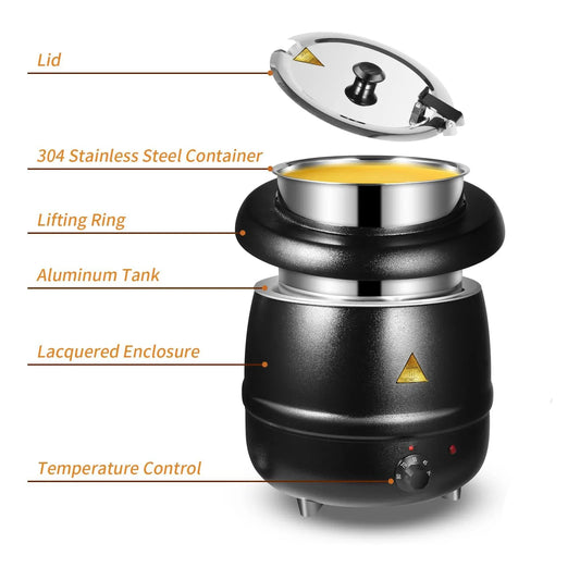 10L Restaurant Electric Buffet Food Warmer Commercial Food Warmers Soup Warmer Black - Mekamart Australia