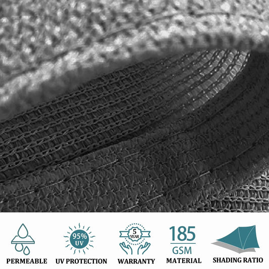 3m x 5m Grey Rectangle Sun Shade Sails for Patios Sun UV Outdoor Canopy Backyard Sunshades - Mekamart Australia