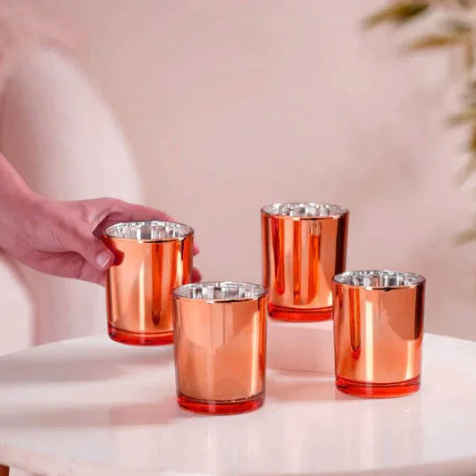 40 Pack Copper Votive Tealight Candle Holders Valentines Day Mercury Wedding Decor Glass Candlestick Party Decorations Bridal Baby Shower Event - Mekamart Australia