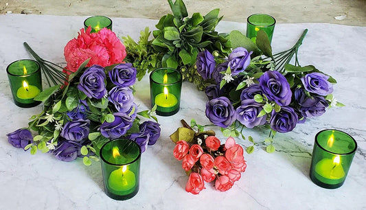 10 Pack Green Glass Votive Candle Holders Table Centreoieces Xmas Wedding Anniversary Event Recption Party Function or Home Decor - Mekamart Australia