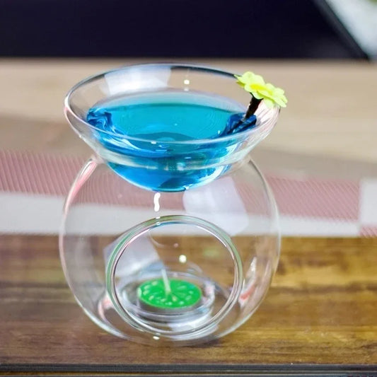 Perfume Scented Essential Oil Tealight Candle Burner Glass Lamp for Aromatherapy Spa Room Relax 14cm High - Mekamart Australia