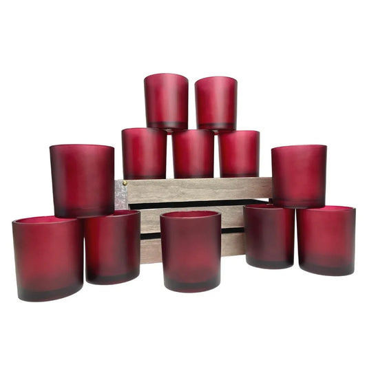 10 Pack Red Frosted Glass Votive Tealight Candle Holders Valentines Day Xmas Wedding Decor Glass Candlestick Party Decorations Bridal Baby Shower Event - Mekamart Australia
